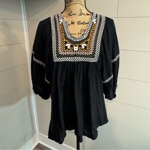 Max Studio Cotton Embroidered Balloon Sleeve Top Medium